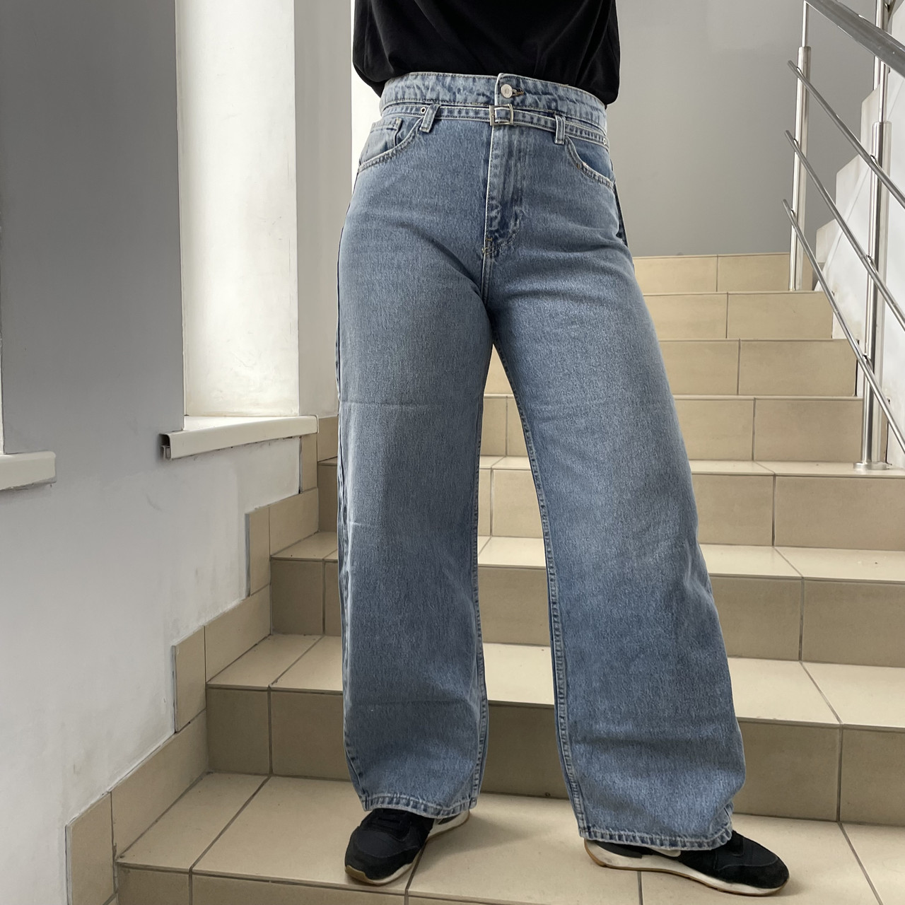 Джинси жіночі палаццо котон широкі труби прямі 25 блакитні, фото 1