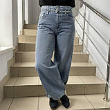 Джинси жіночі палаццо котон широкі труби прямі 25 блакитні, фото 2