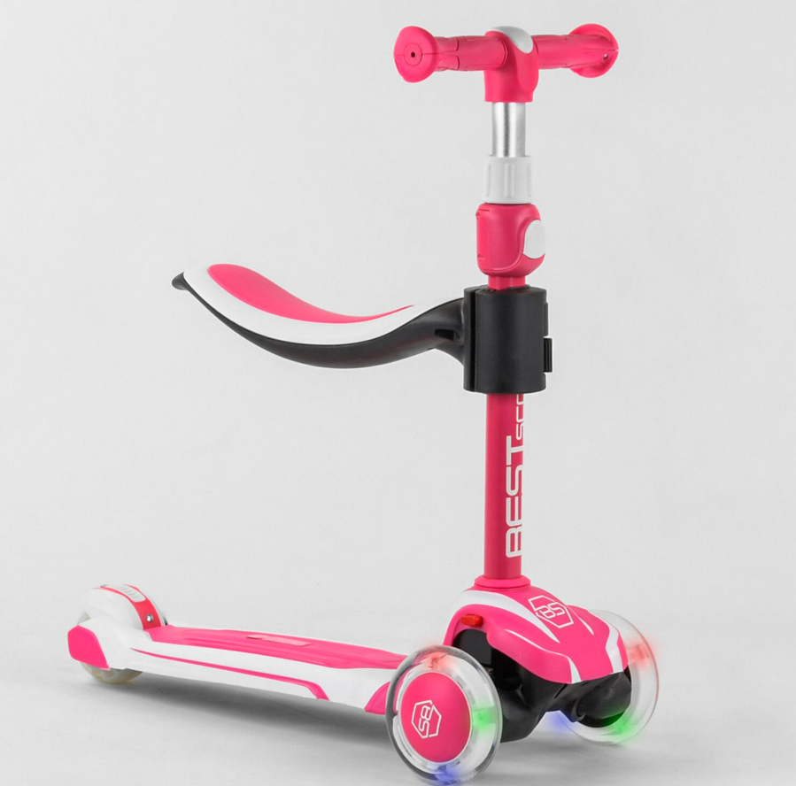 Самокат триколісний Best Scooter JS-41008/63204 рожевий, колеса світяться