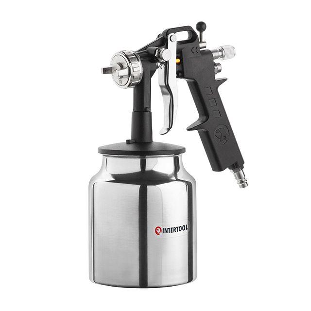 Фарбопульт пневматичний HP, форсунка 1.5мм, нижній металевий бачок 1000мл., 5бар INTERTOOL PT-0211, фото 1