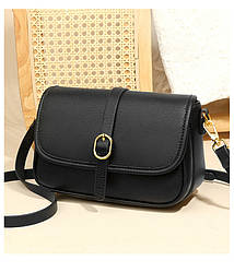 Жіноча шкіряна сумка з двома ремнями в комплекті чорна