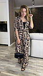 Жіночий прогулянковий костюм із чорно-кавовим абстрактним принтом, фото 2