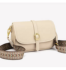 Жіноча шкіряна сумка з двома ремнями в комплекті молочна