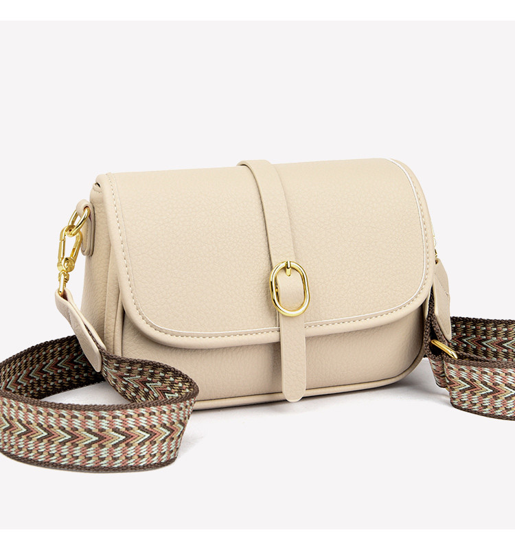 Жіноча шкіряна сумка з двома ремнями в комплекті молочна, фото 1