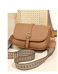 Жіноча шкіряна сумка з двома ремнями в комплекті коричнева