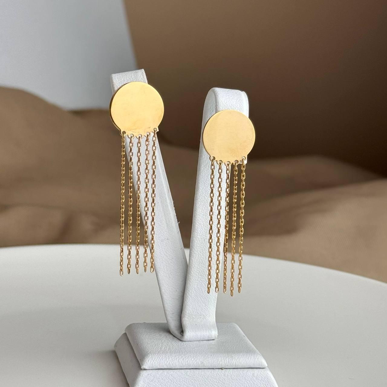 Срібні сережки Монетки Цепочки, фото 1