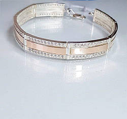 Срібний браслет з пластинами із золота