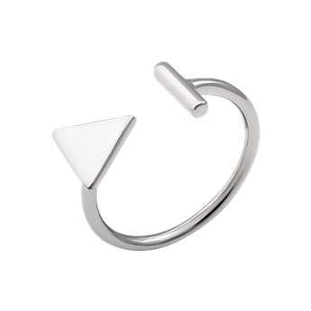 Срібна каблучка незамкнена Трикутник без камінців