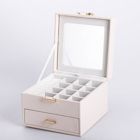 Скринька для прикрас з еко шкіри 2 яруси органайзер для ювелірних виробів, фото 1