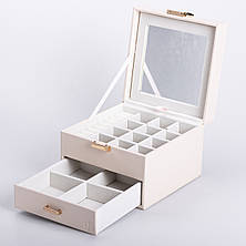 Скринька для прикрас з еко шкіри 2 яруси органайзер для ювелірних виробів, фото 2