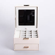 Скринька для прикрас з еко шкіри 2 яруси органайзер для ювелірних виробів, фото 3