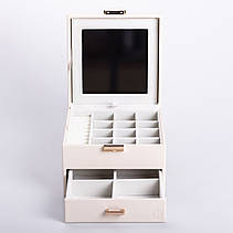 Скринька для прикрас з еко шкіри 2 яруси органайзер для ювелірних виробів, фото 4