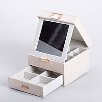 Скринька для прикрас з еко шкіри 2 яруси органайзер для ювелірних виробів, фото 5