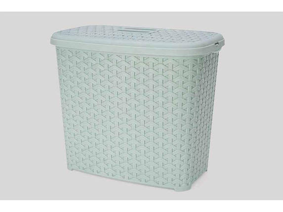 Кошик з кришкою пластиковий плетена структура 6л 170 x 280 x 230мм світло-фісташковий ТМ DIOMEDEA FG, фото 1