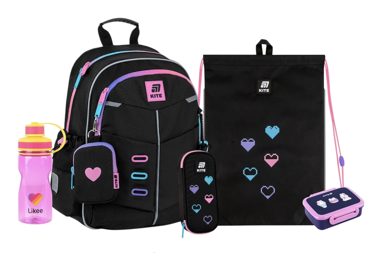 Шкільний набір Kite Education ColorSplash (рюкзак, пенал, сумка, ланчбокс, пляшка) 115-130 см