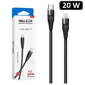 Кабель WALKER C735 USD to Lightning 20W 1м силіконове обплетення, чорний