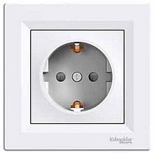 Розетка із заземленням і захисними шторками Schneider Asfora