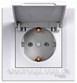 Розетка із заземленням і захисною кришкою Schneider Asfora