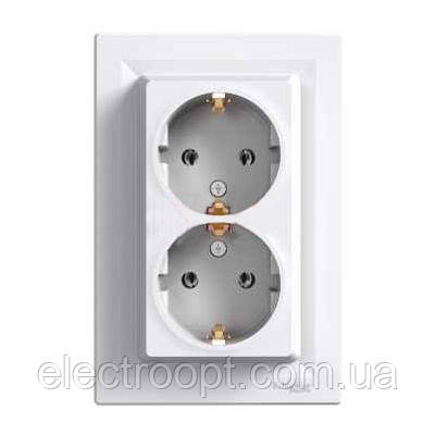 Розетка подвійна із заземленням Schneider Asfora (білий і беж)