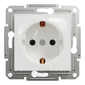 Розетка із заземленням, біла, Schneider Asfora, без рамки.