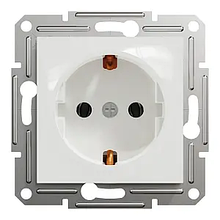 Розетка із заземленням, біла, Schneider Asfora, без рамки.