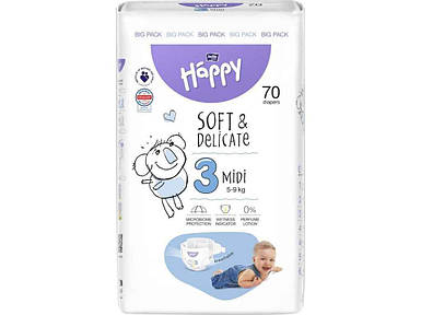 Підгузки дитячі р.3 70шт Happy Baby Midi 5-9кг ТМ BELLA FG