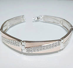 Срібний браслет з золотими вставками