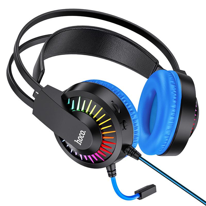 Навушники ігрові з підсвіткою HOCO W105 LED Joyful Gaming Headphones чорно-сині, фото 1