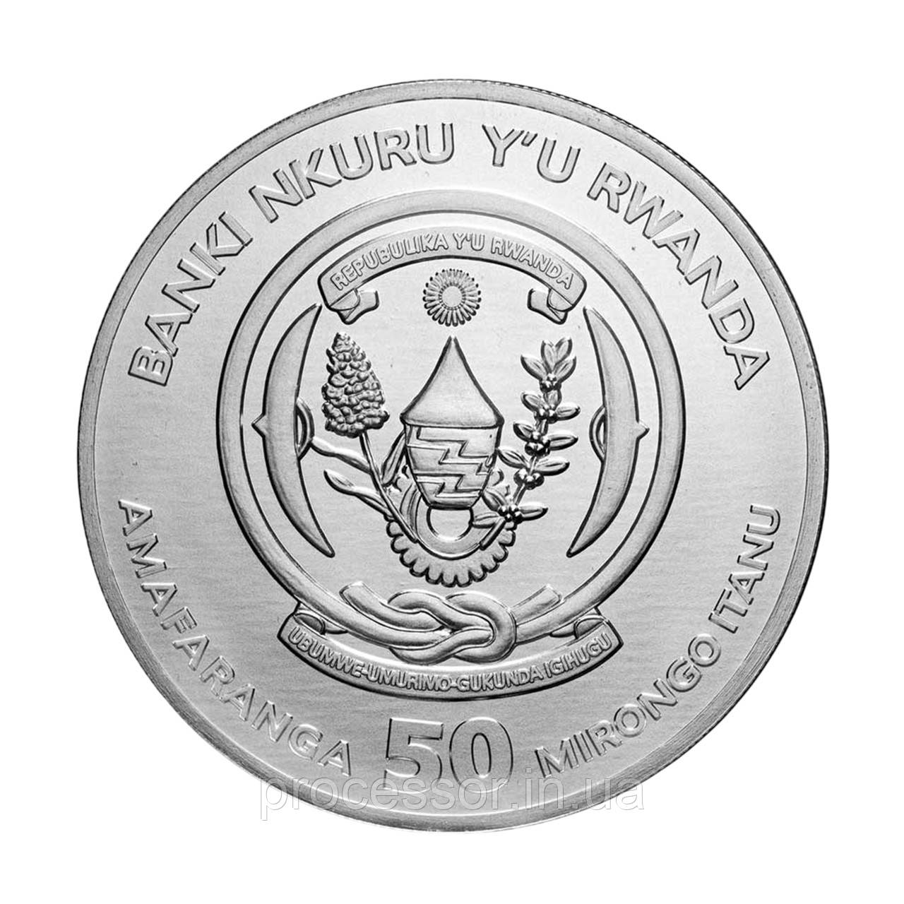 Срібна інвестиційна монета Руанди 2025 року 502382 «Год Змії» 1 унція чистого срібла (проба 999)