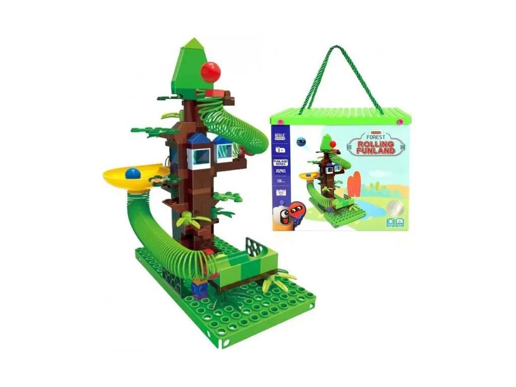 Конструктор з пружинками і кульками 150 деталей Geslle Rolling Funland 202401, фото 1
