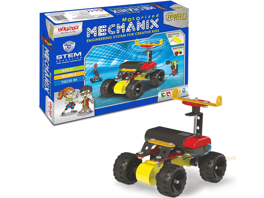 Металевий конструктор з електромотором ROBOTIX №0 84 елементів 5 моделей ZEPHYR 01027