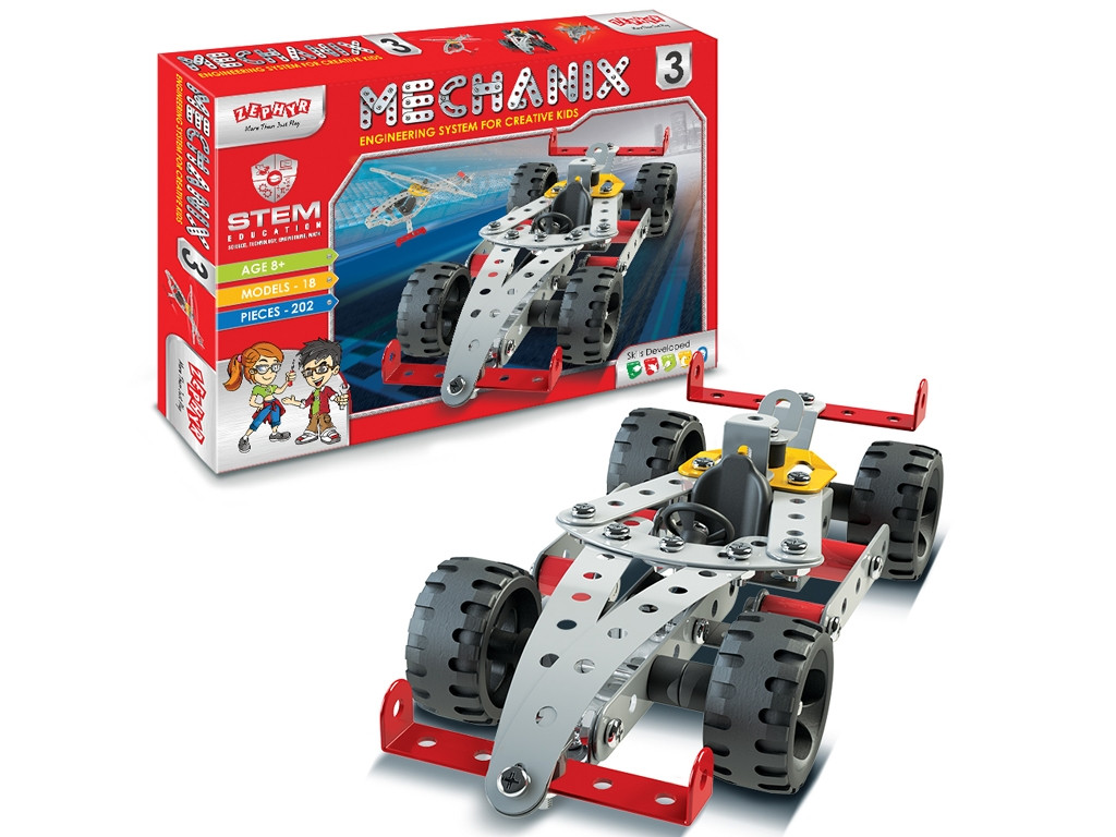 Металевий конструктор MECHANIX №3 202 елементів 18 моделей ZEPHYR 01005