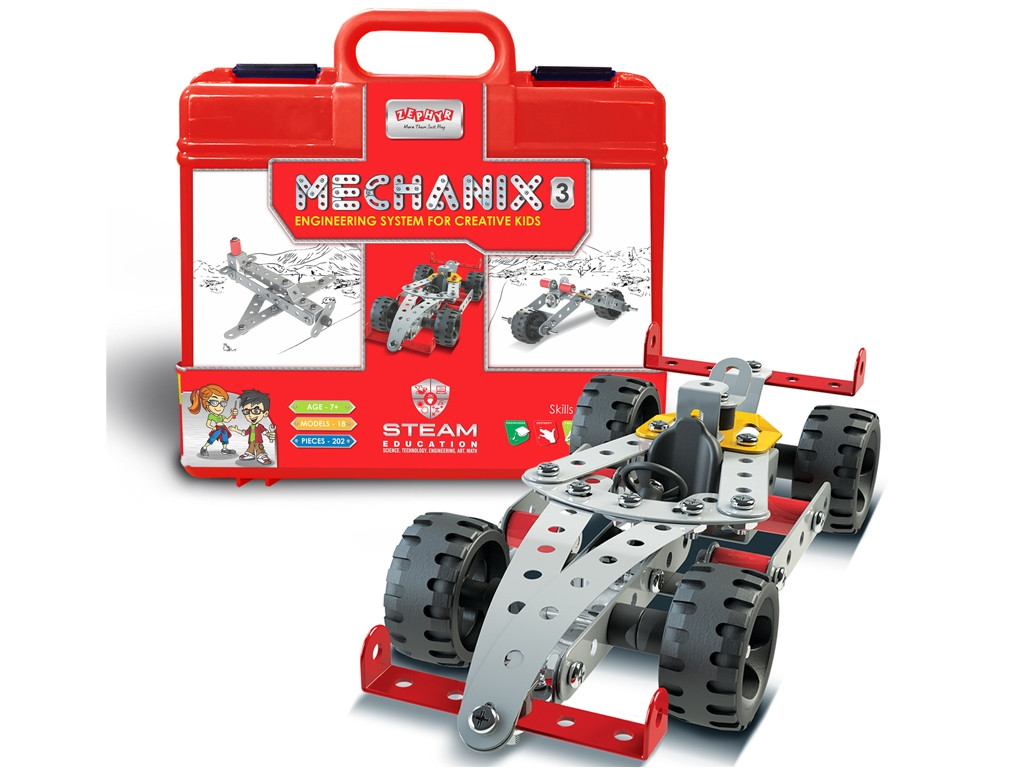 Металевий конструктор у пластиковому кейсі MECHANIX №3 202 елементів 18 моделей ZEPHYR 01070