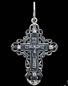 Срібний хрест із розп'яттям і фіанітами