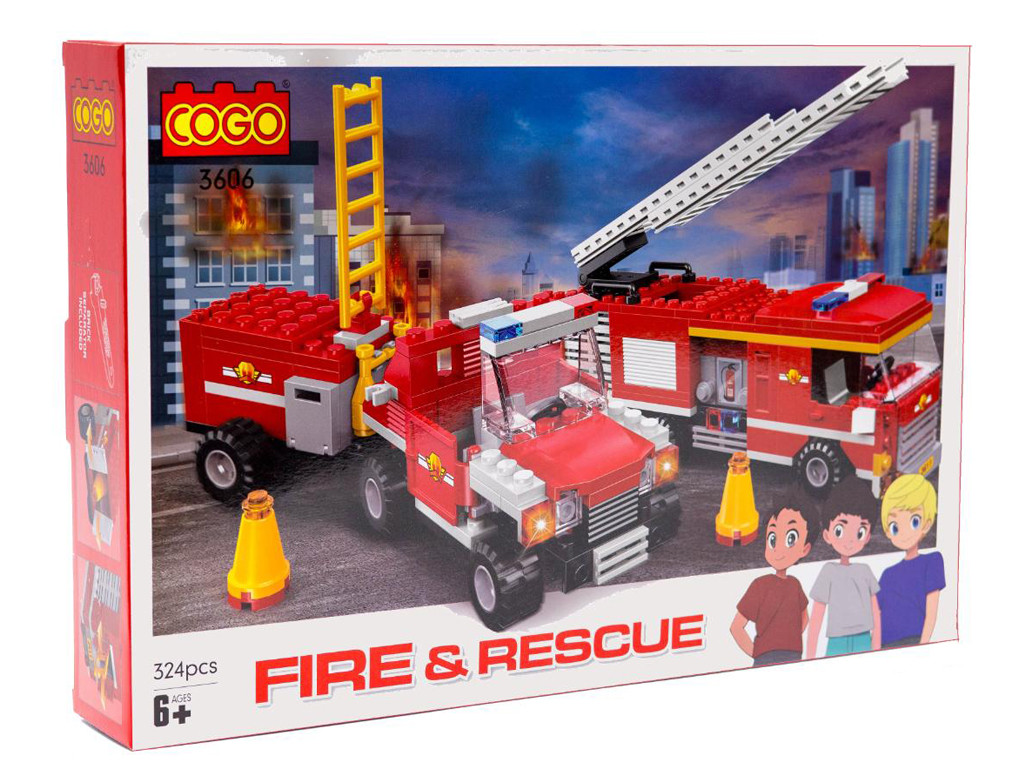 Конструктор Пожежники, Два пожежних авто, 324 деталі 3606, фото 1