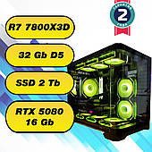 Ігровий комп'ютер  AMD Ryzen 7 7800X3D  (8 x 5.4 GHz) + 32Gb DDR5 + SSD 2000Gb + RTX 5080 16Gb