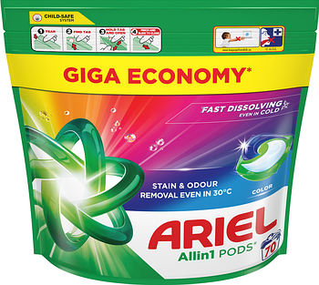 Капсули для прання кольорової білизни Ariel Color Pods 3 в 1 70 шт