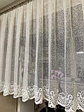 Тюль 1.20 м. Коротка жакардова тюль на кухню до підвіконня. Тюль жакард короткий. Кухонна тюль, фото 7