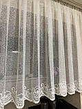 Тюль 1.20 м. Коротка жакардова тюль на кухню до підвіконня. Тюль жакард короткий. Кухонна тюль, фото 8