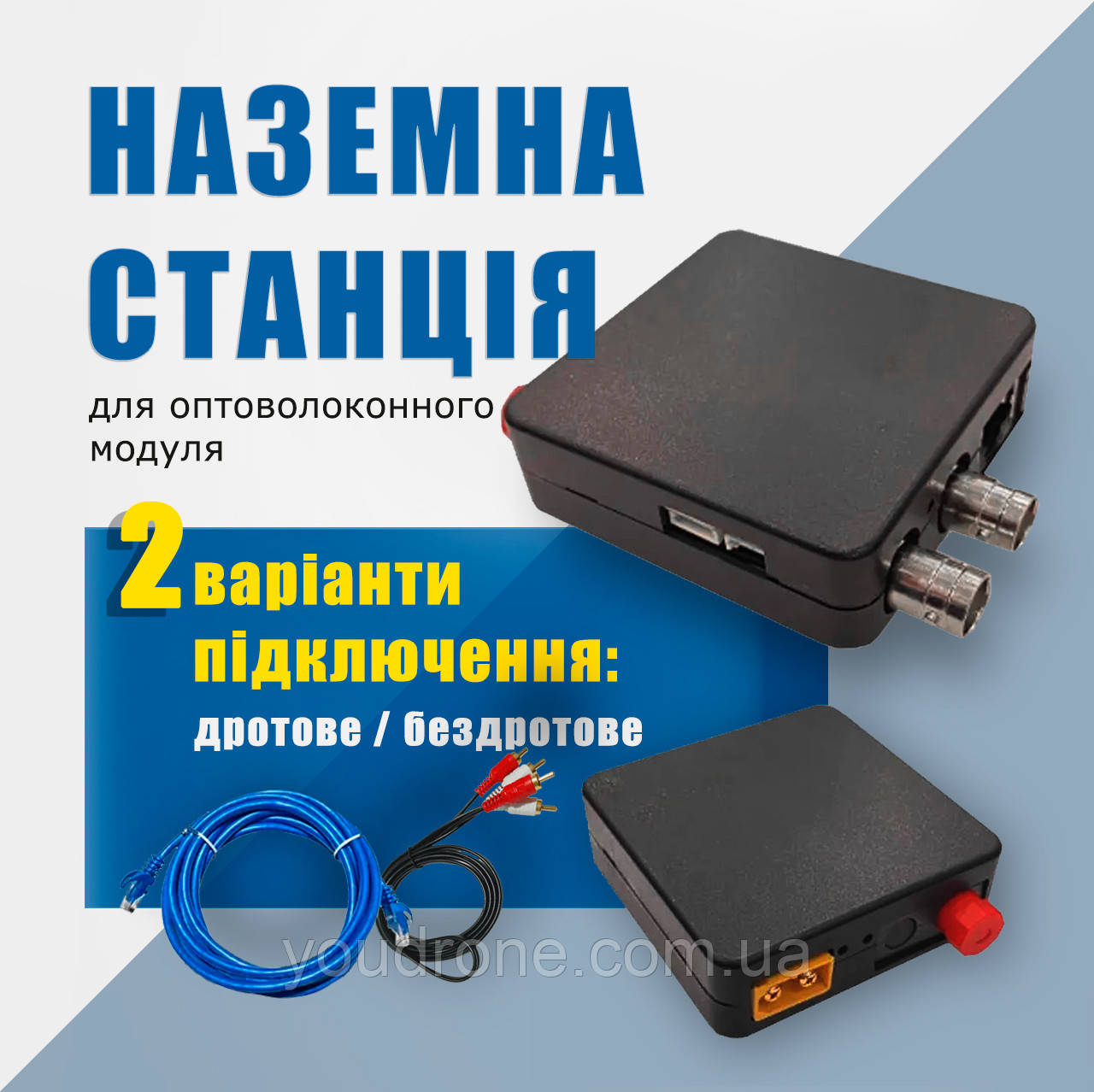 Станція підключення оптоволокна до пульта керування та окулярів (наземний блок оптоволокна для керування БПЛА)