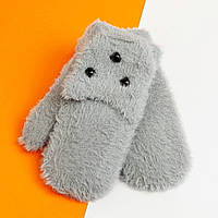 Дитячі рукавички сірі ангора напіввовняні для дівчинки 5-7 років