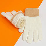 Дитячі рукавички білі напіввовняні для дівчинки 9-10 років, фото 2