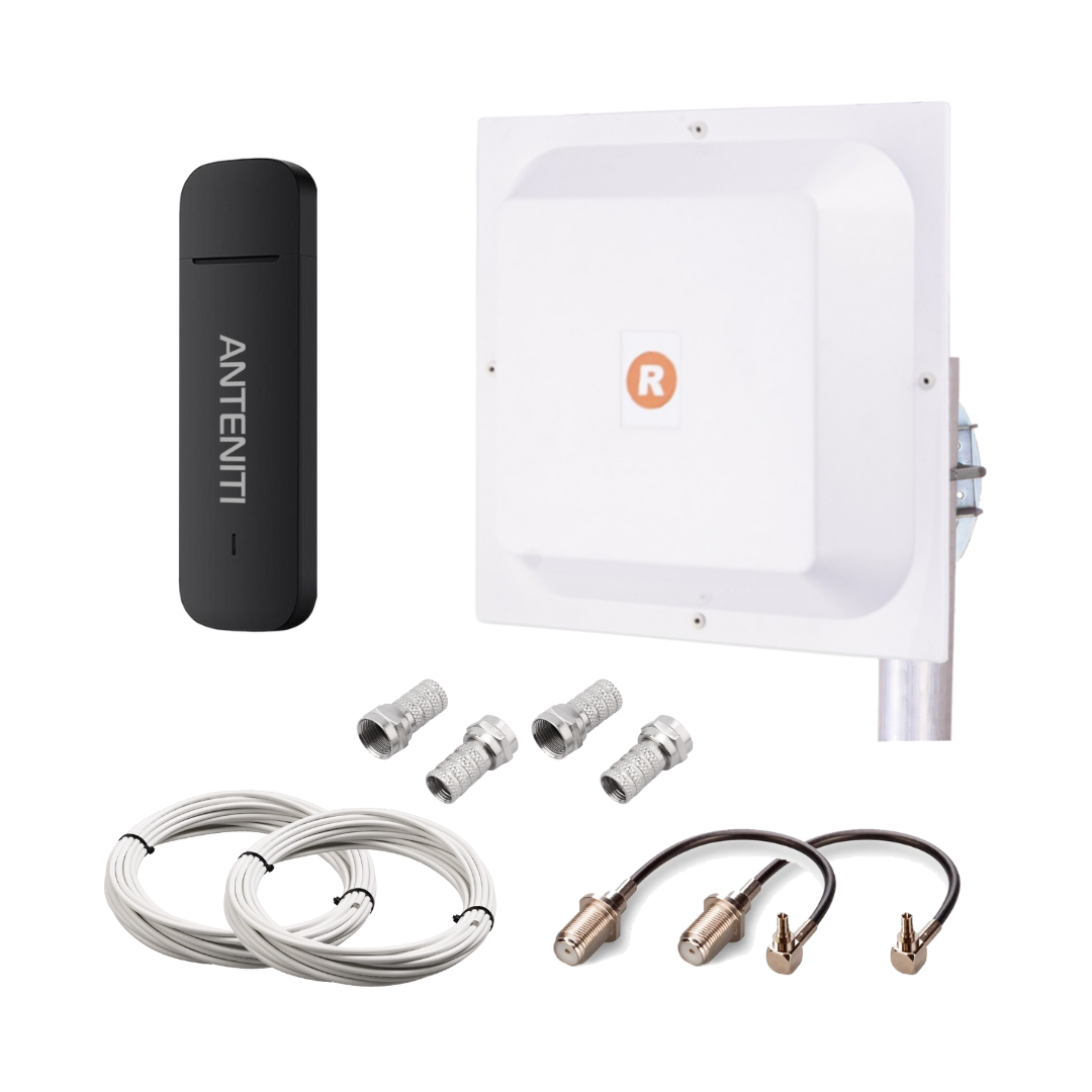 3G/4G комплект модем anteniti E3372h-153 + Антена посилення Mimo 2х17 db планшетна + кабель + 2 перехідники