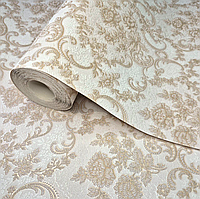 Шпалери вінілові 0,53 × 10,05 Слов'янські Шпалери 338-02, бежеві для спальні, вітальні, кімнати, коридору