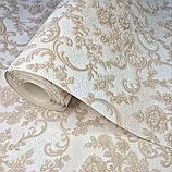 Шпалери вінілові 0,53 × 10,05 Слов'янські Шпалери 338-02, бежеві для спальні, вітальні, кімнати, коридору, фото 7