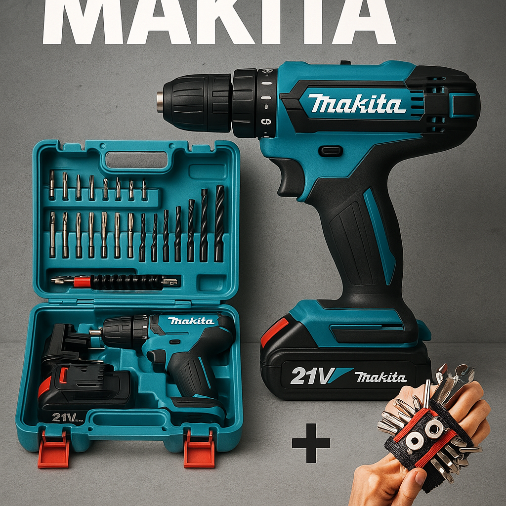 Шурупокрут Makita з двома акумуляторами 21V + Браслет в подарунок