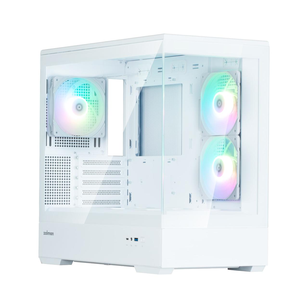 Zalman Корпус P30 White V2, без БЖ, 1xUSB3.0, 1хUSB Type-C, 3x120мм ARGB, TG Front/Side Panel, mATX, білий