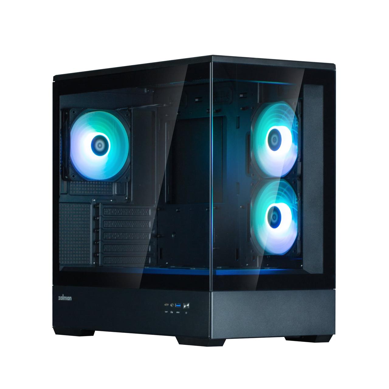 Zalman Корпус P30 Black V2, без БЖ, 1xUSB3.0, 1хUSB Type-C, 3x120мм ARGB, TG Front/Side Panel, mATX, чорний