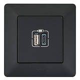 Legrand Зарядний пристрій з двома USB-роз'ємами тип А+типС Valena LIFE , 240V, 5V, 3A, матовий чорний, фото 3
