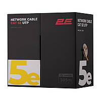 2E Кабель CAT 5e, U-UTP, 305м, AWG 24/1, LSZH, жовтий
